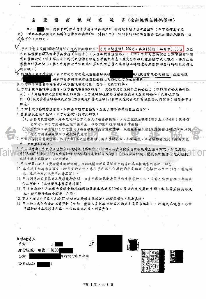 中國信託,銀行前置協商,中信,債務,卡債協商,理債,台灣金融財富重建協會