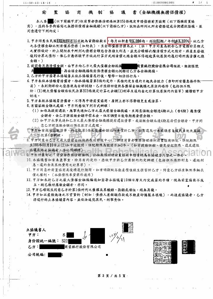 中國信託,銀行前置協商,中信,銀行債務協商,整合負債