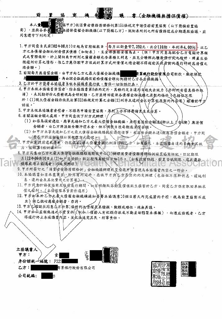 渣打,前置協商,銀行債務協商,整合負債條件