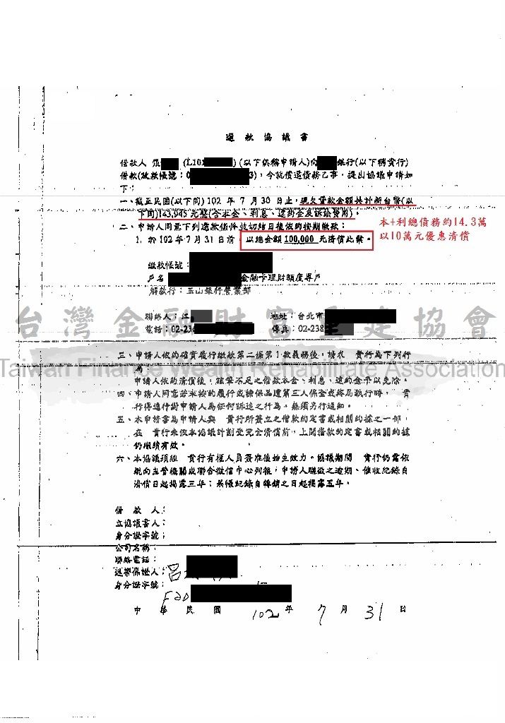 玉山,銀行保證債務,銀行債務協商,債務打折