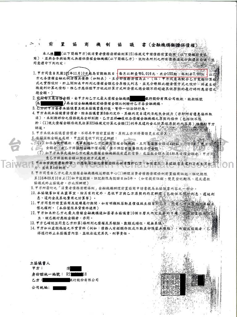 凱基,銀行債務協商,萬泰,卡債,協商,銀行前置協商
