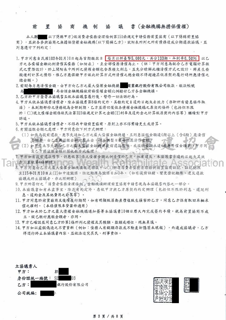大眾,銀行,前置協商,卡債,債務,協商