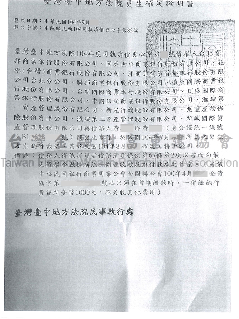 台中,債務,更生,百萬債務,卡債族