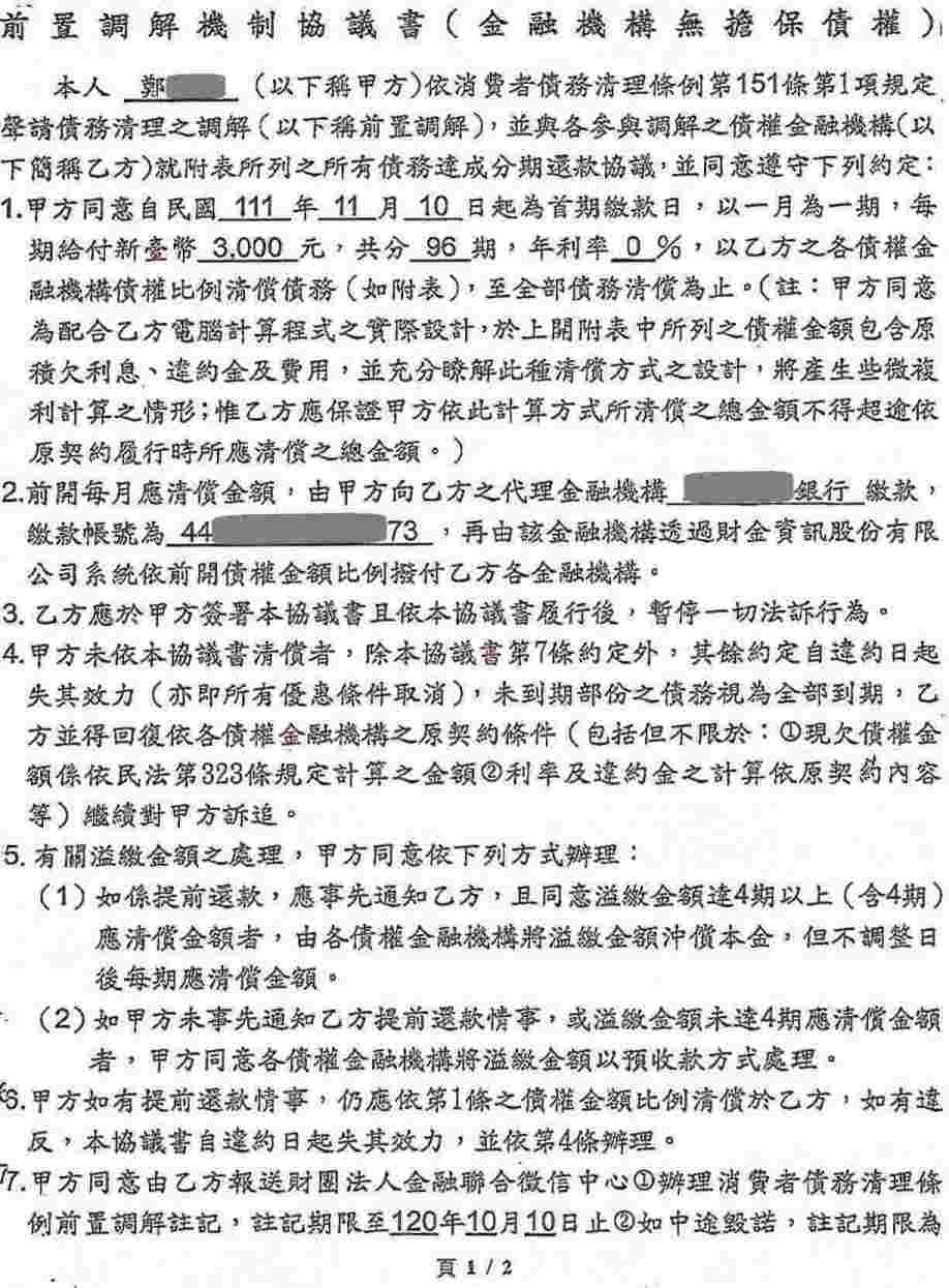 前置調解,債務調解
