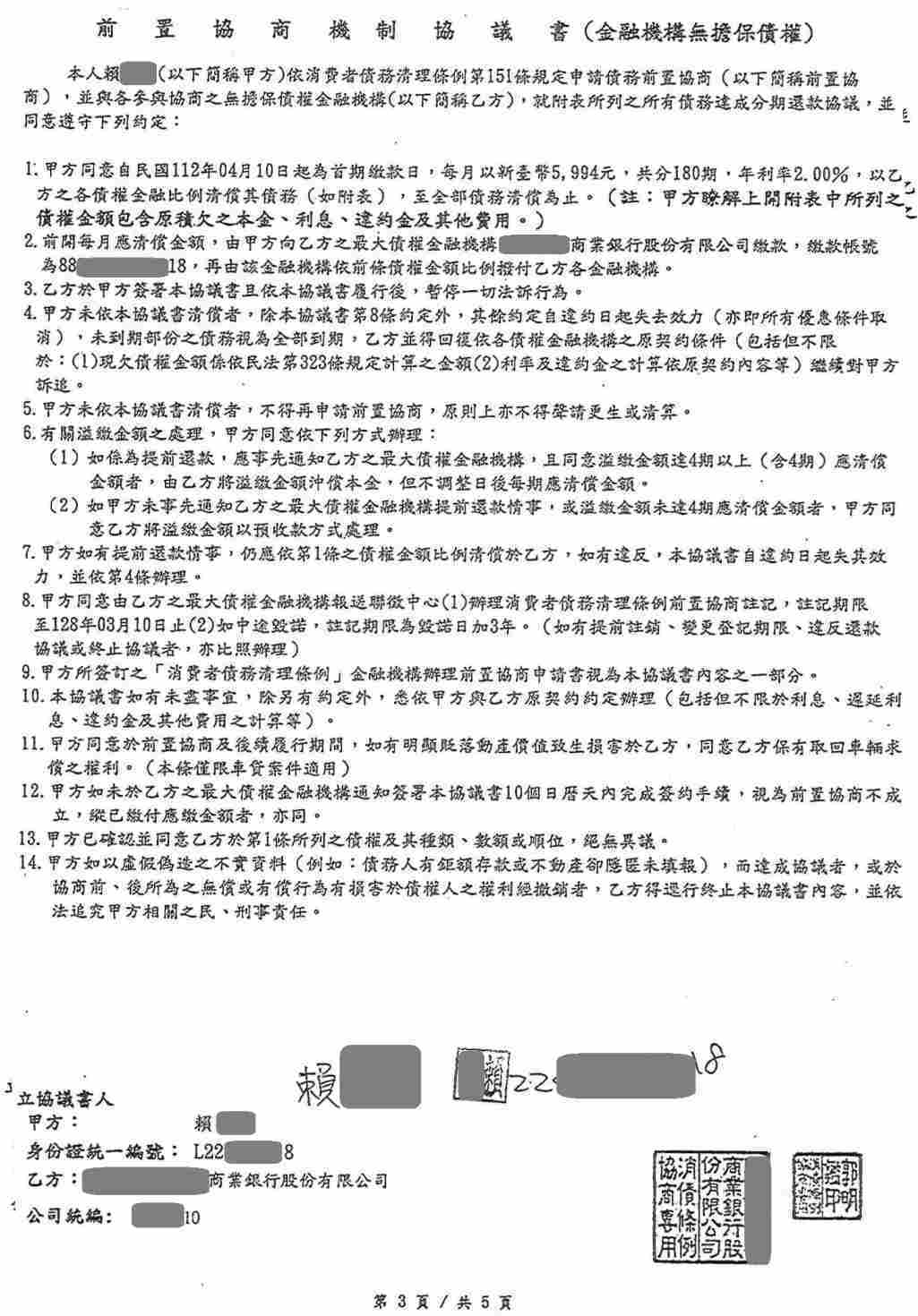 債務前置協商