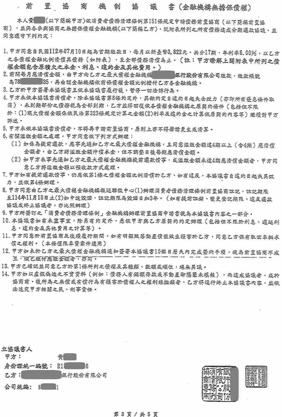 債務前置協商