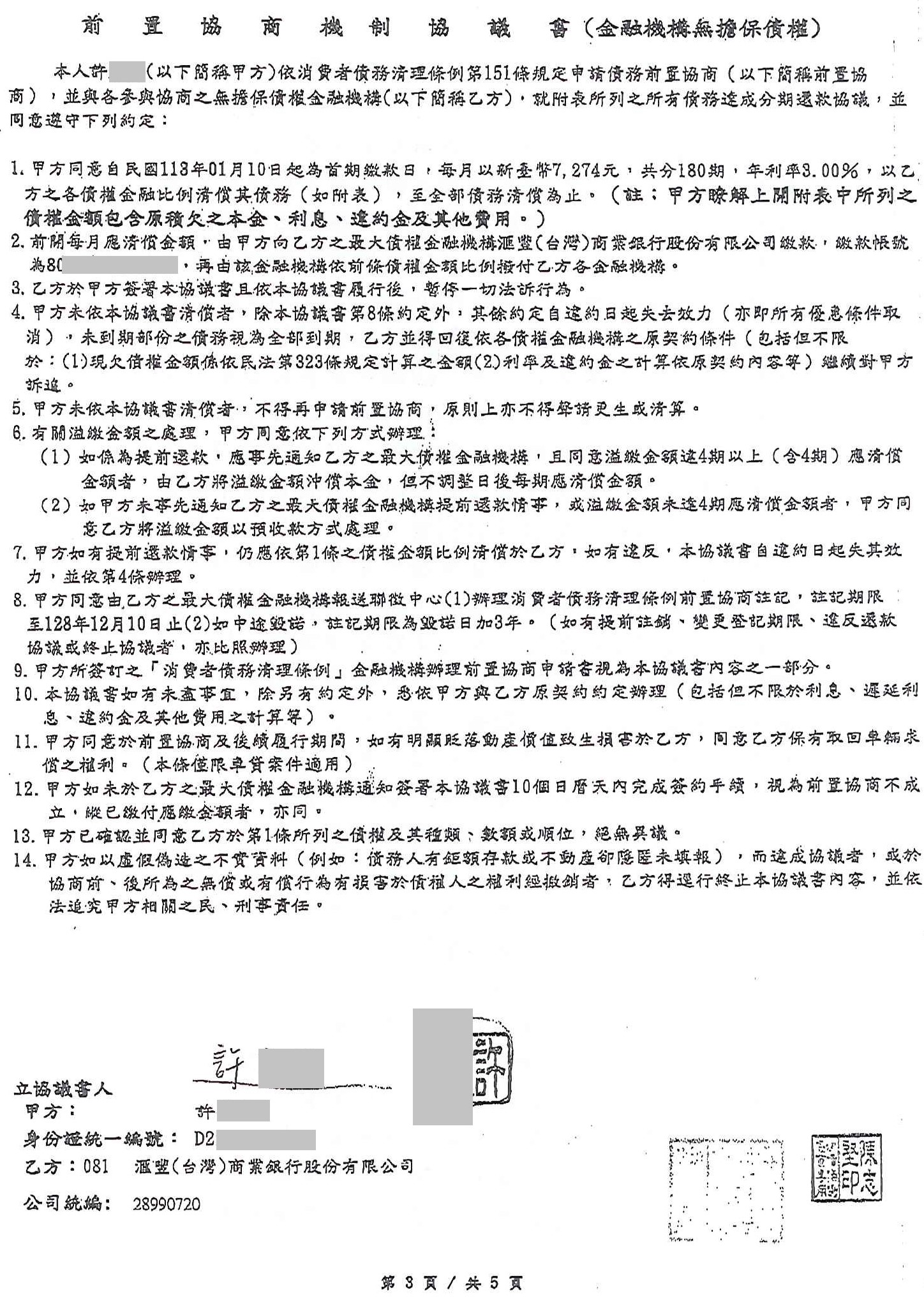 債務前置協商